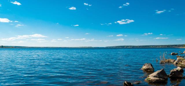 Beautiful Landscape of the Lake and Stones